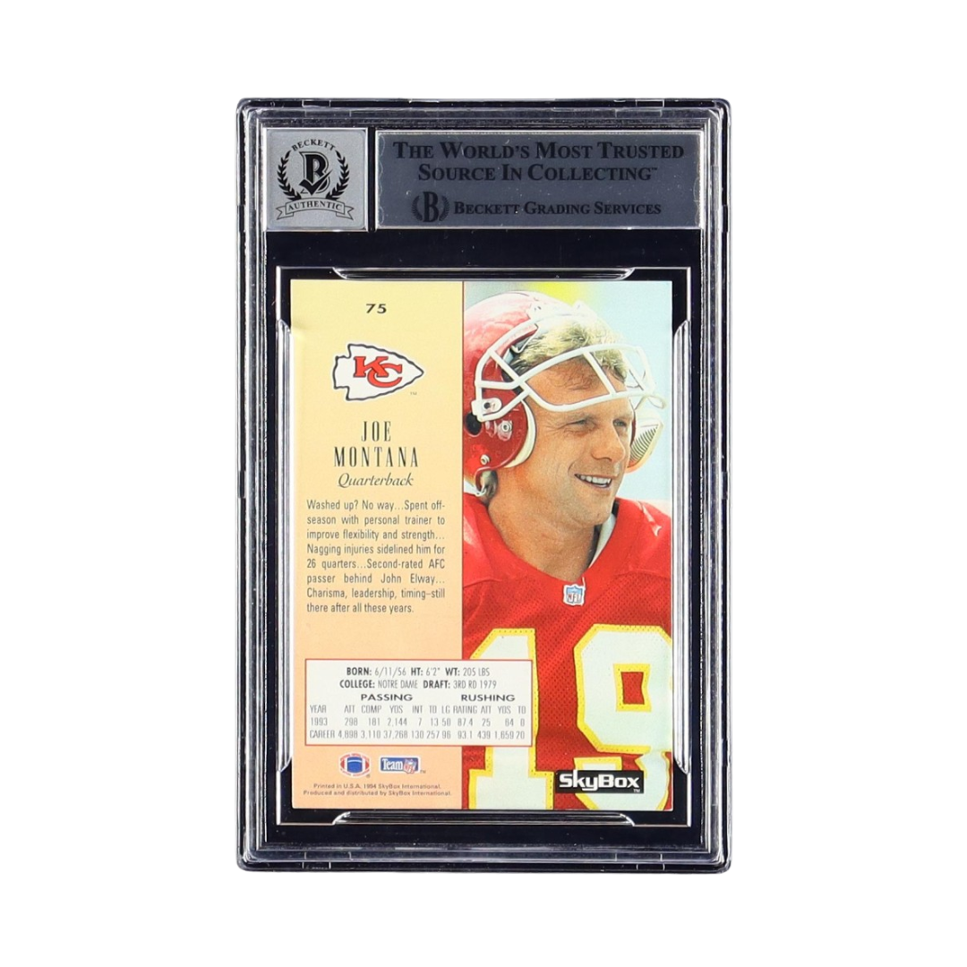 Joe Montana Signed 1994 SkyBox Premium #75 (BGS | Autograph Graded BGS 10)