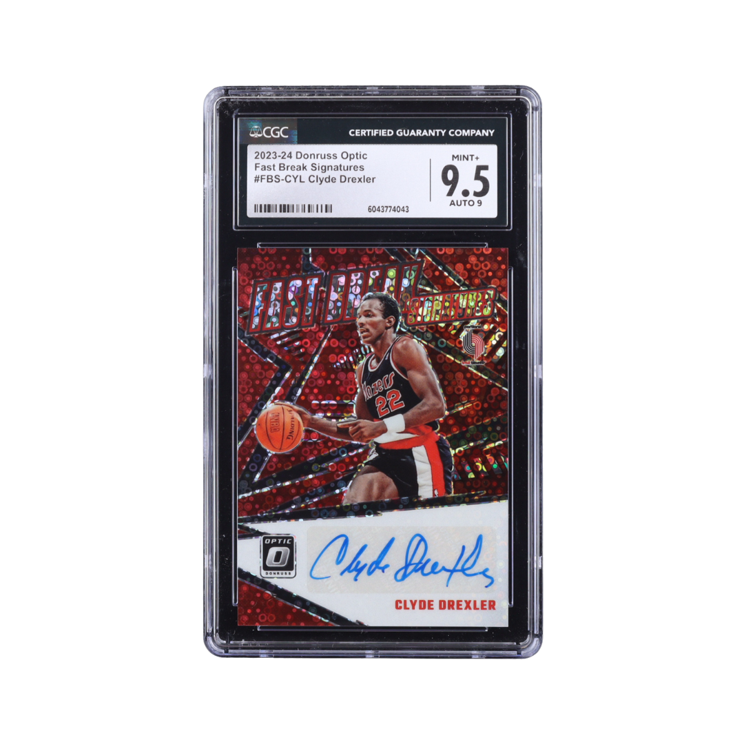 Clyde Drexler 2023-24 Donruss Optic Fast Break Signatures #19 (CGC 9.5 | Autograph Graded CGC 9)