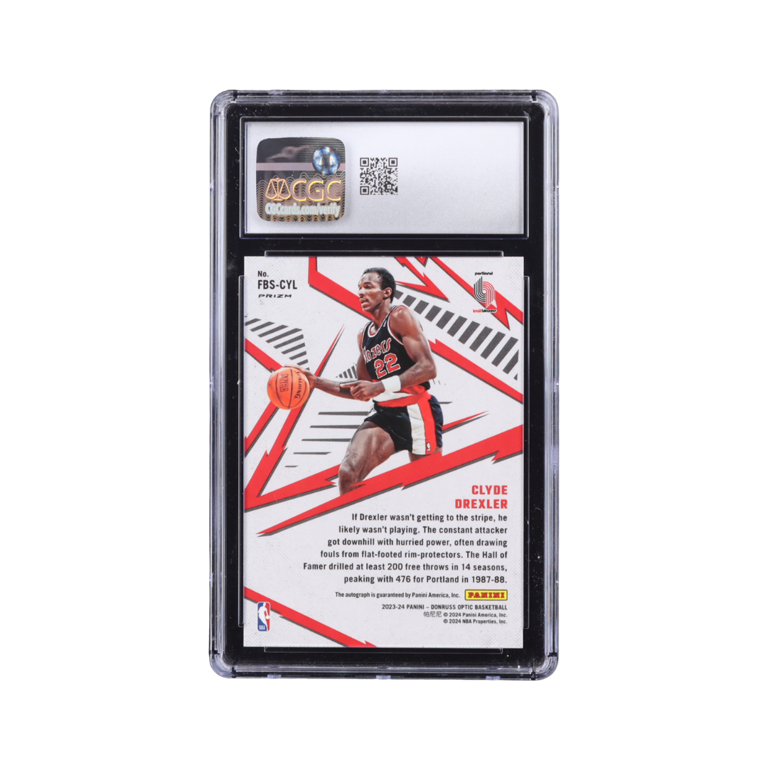Clyde Drexler 2023-24 Donruss Optic Fast Break Signatures #19 (CGC 9.5 | Autograph Graded CGC 9)