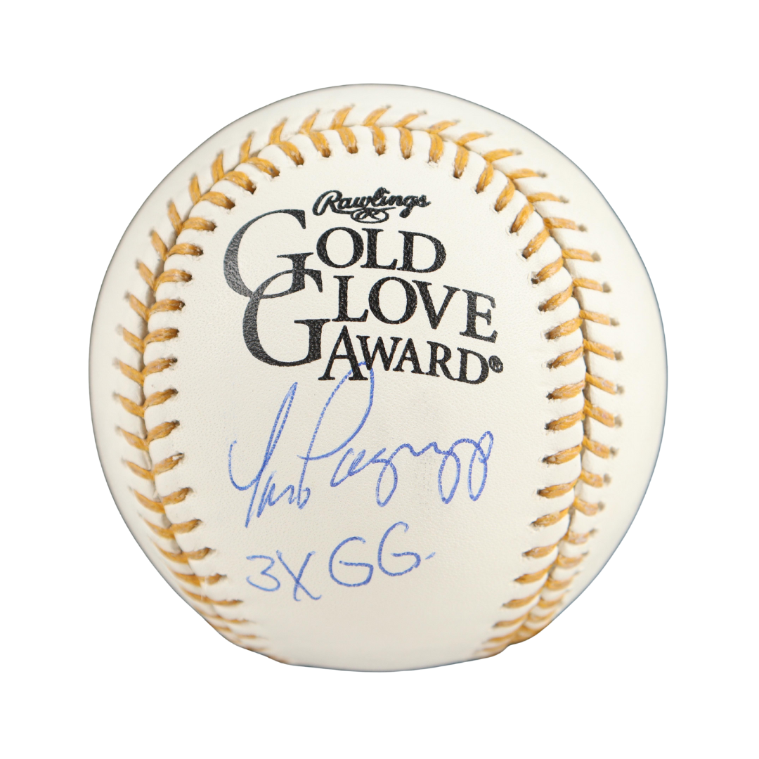 Tom Pagnozzi Signed Gold Glove Award Baseball Inscribed "3x GG" (JSA)