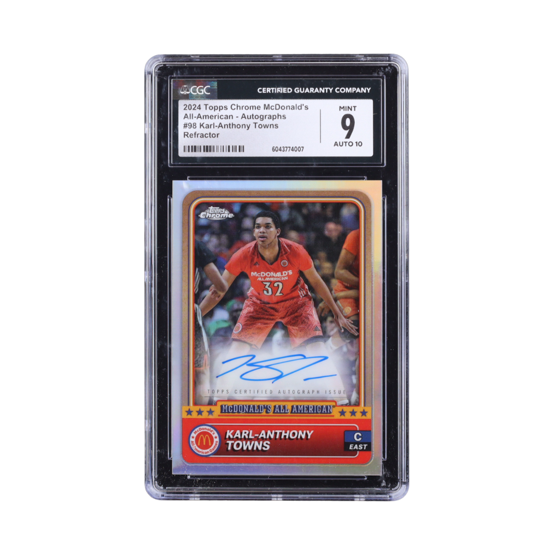 Karl-Anthony Towns 2024 Topps Chrome McDonald's All American Autographs Refractors #98 (CGC 9 | Autograph Graded CGC 10)