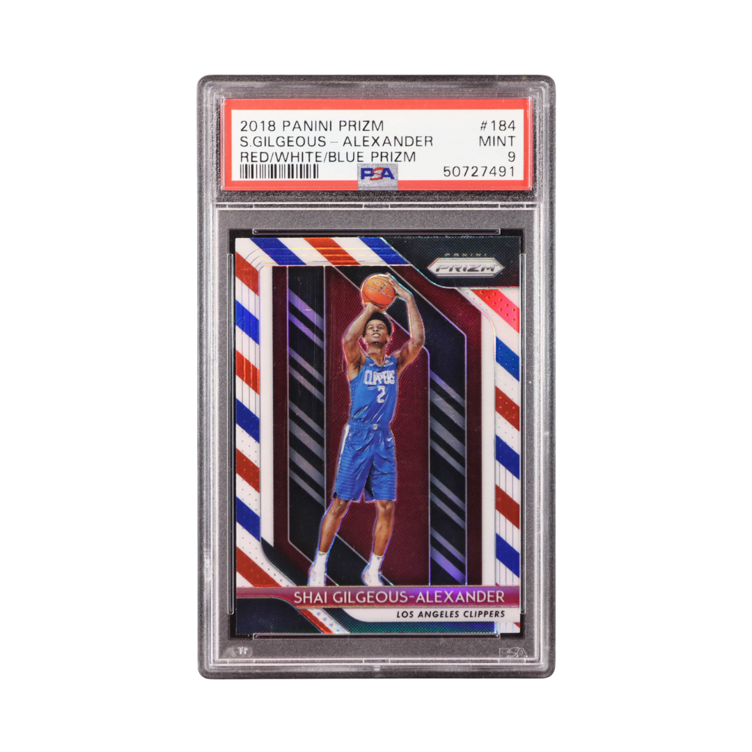 Shai Gilgeous-Alexander 2018-19 Panini Prizm Prizms Red White and Blue #184 RC (PSA 9)