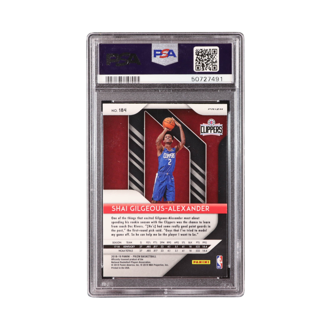 Shai Gilgeous-Alexander 2018-19 Panini Prizm Prizms Red White and Blue #184 RC (PSA 9)