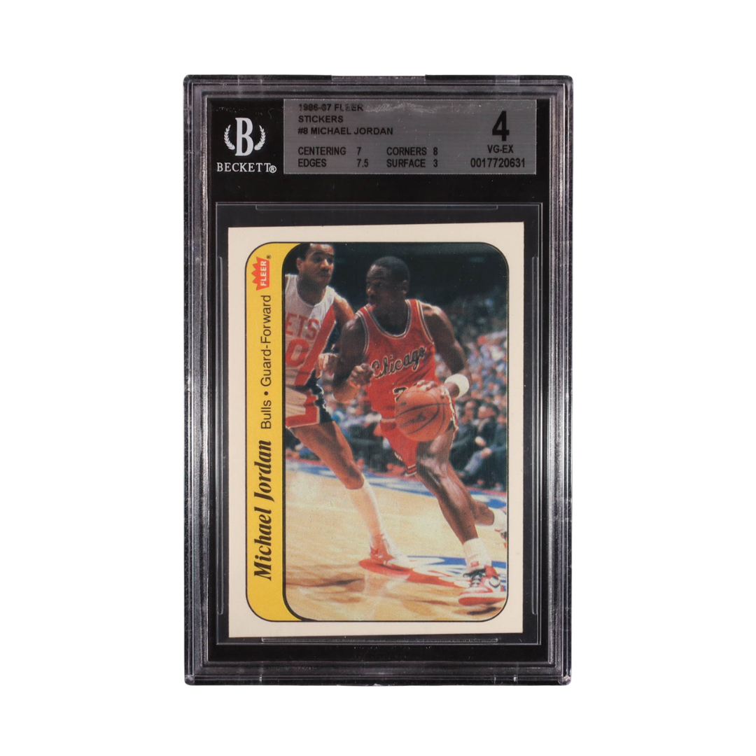 Michael Jordan 1986-87 Fleer Stickers #8 RC (BGS 4)