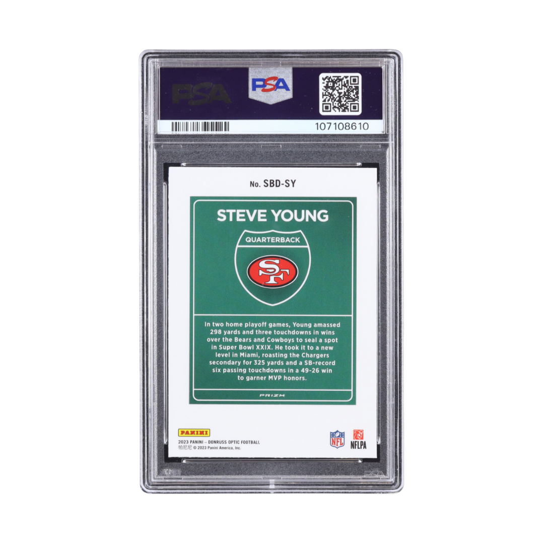 Steve Young 2023 Donruss Optic Downtown Super Bowl #SBDSY (PSA 10)