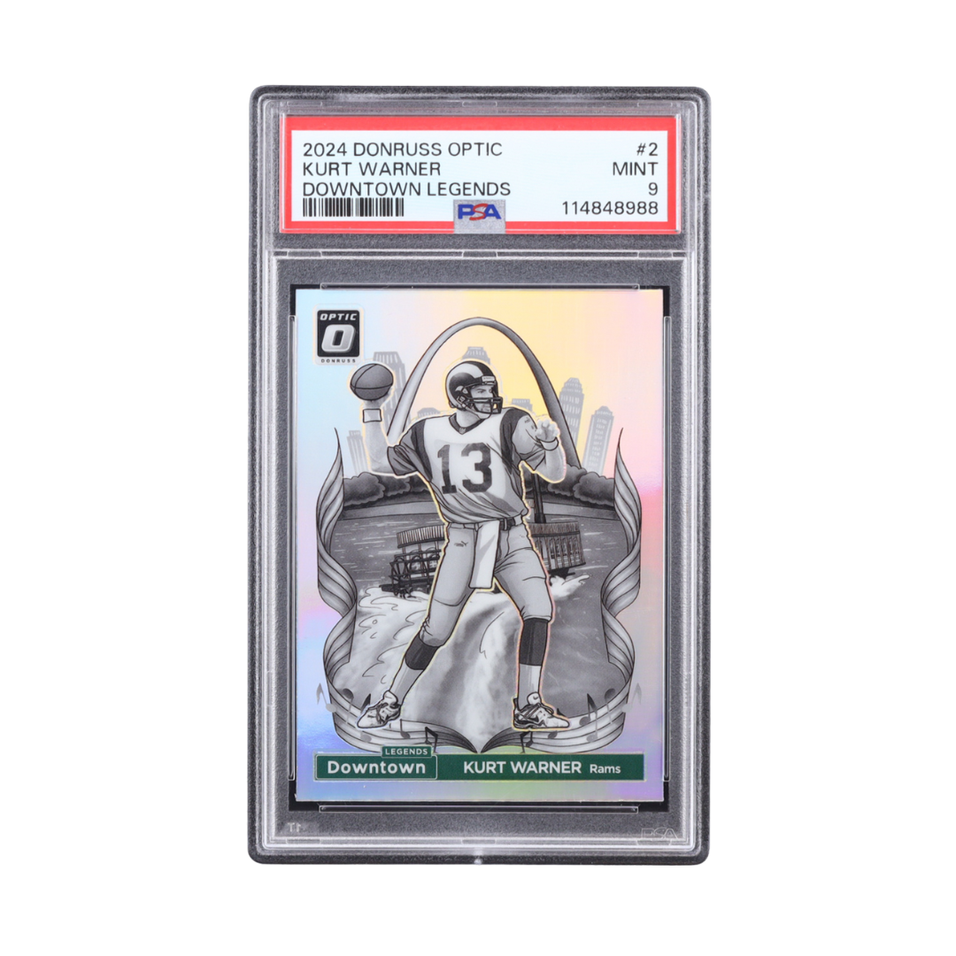 Kurt Warner 2024 Donruss Optic Downtown Legends #2 (PSA 9)