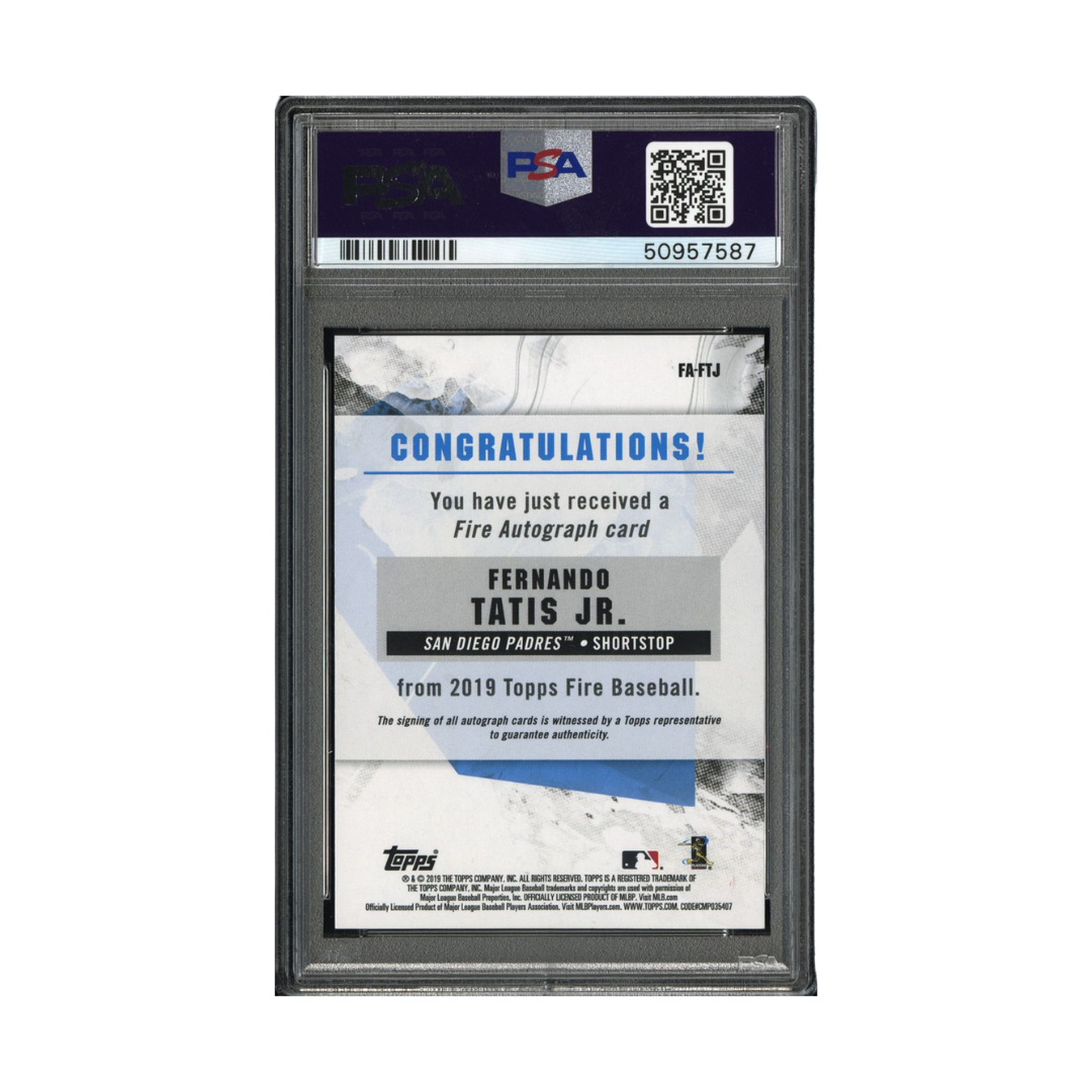 Fernando Tatis Jr. 2019 Topps Fire Auto #FAFTJ PSA 9