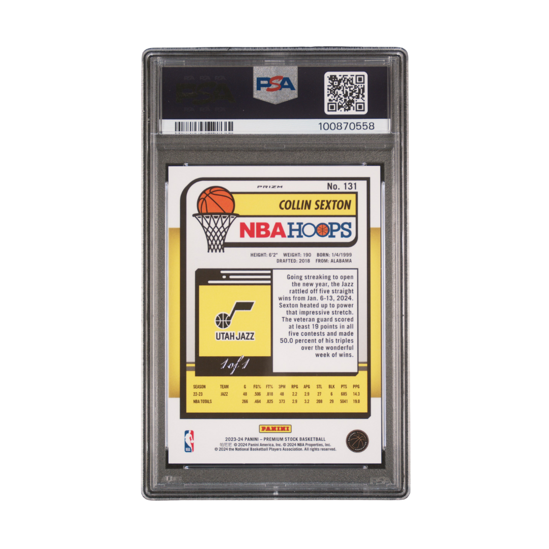 Collin Sexton 2023 Premium Nebula Prizm 1/1 PSA 9