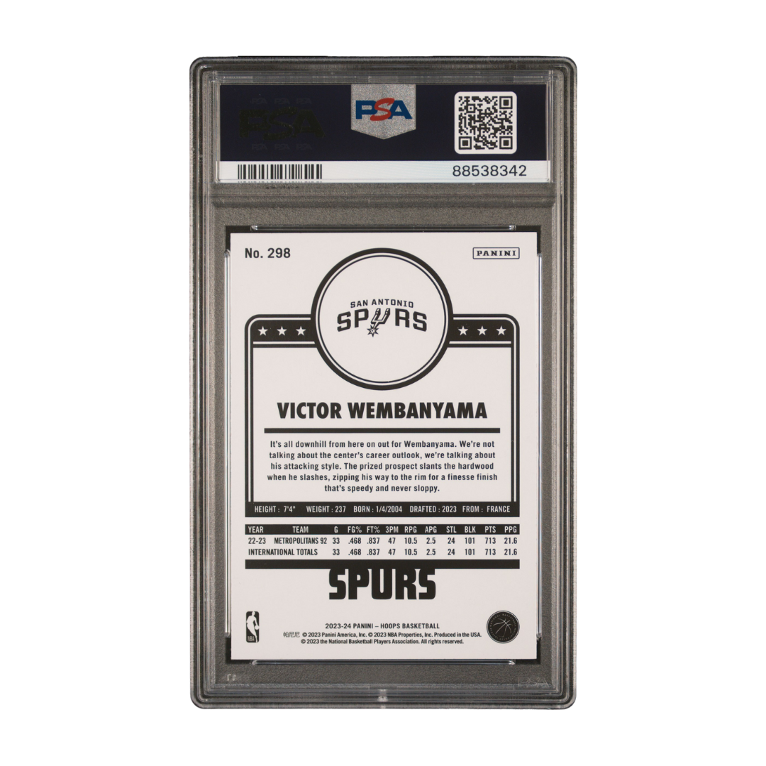 Victor Wembanyama 2023 Hoops Teal Explosion #298 PSA 10