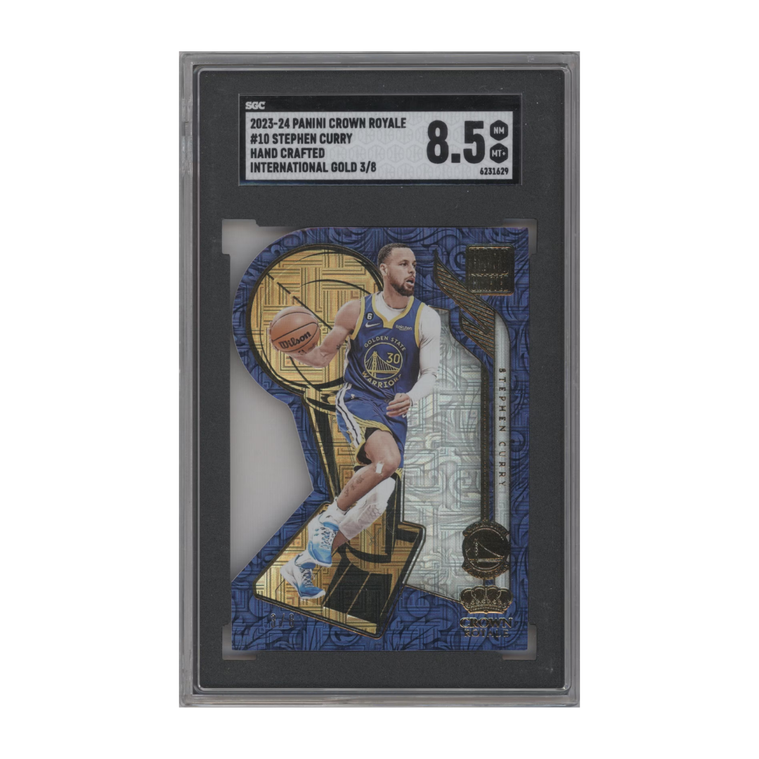 Stephen Curry 2023-24 Panini Crown Royale Hand Crafted International Gold #10 3/8 SGC 8.5