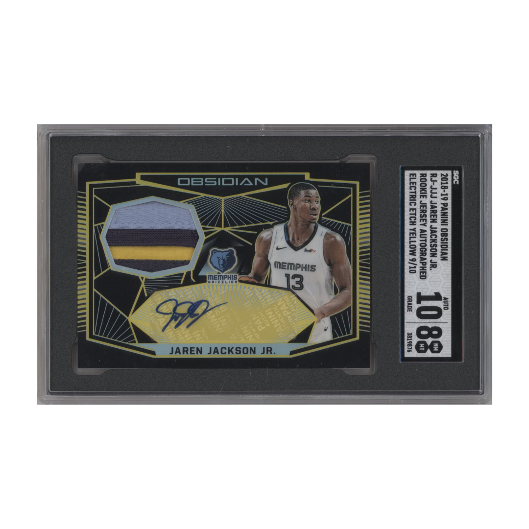 Jaren Jackson Jr. 2018-19 Panini Obsidian Rookie Jersey Auto Electric Etch Yellow No. RJ-JJJ 9/10