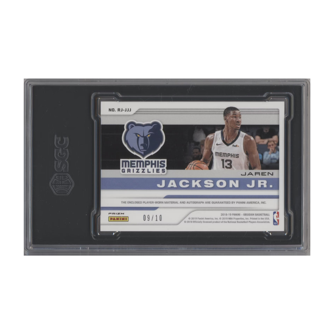 Jaren Jackson Jr. 2018-19 Panini Obsidian Rookie Jersey Auto Electric Etch Yellow No. RJ-JJJ 9/10