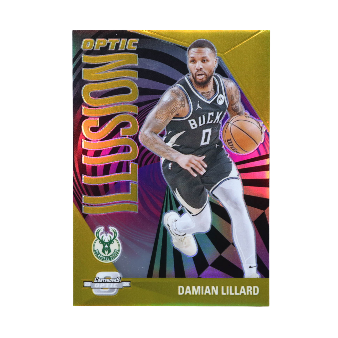 Damian Lillard 2023-24 Panini Contenders Optic Optic Illusion Gold #3 #06/10