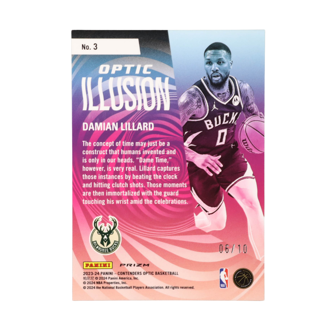 Damian Lillard 2023-24 Panini Contenders Optic Optic Illusion Gold #3 #06/10
