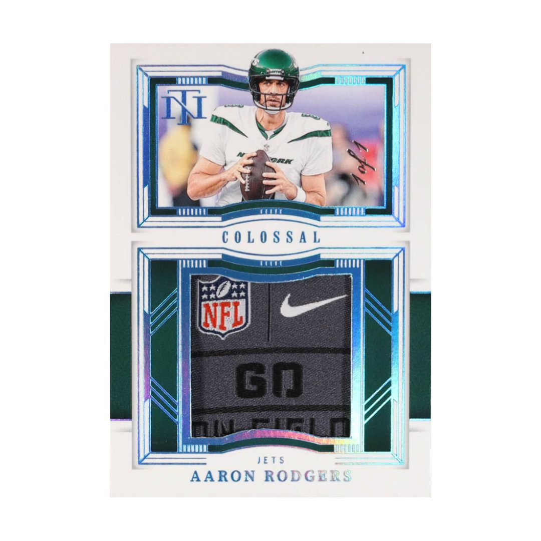 Aaron Rodgers 2023 Panini National Treasures Colossal Materials Laundry Tag 1/1