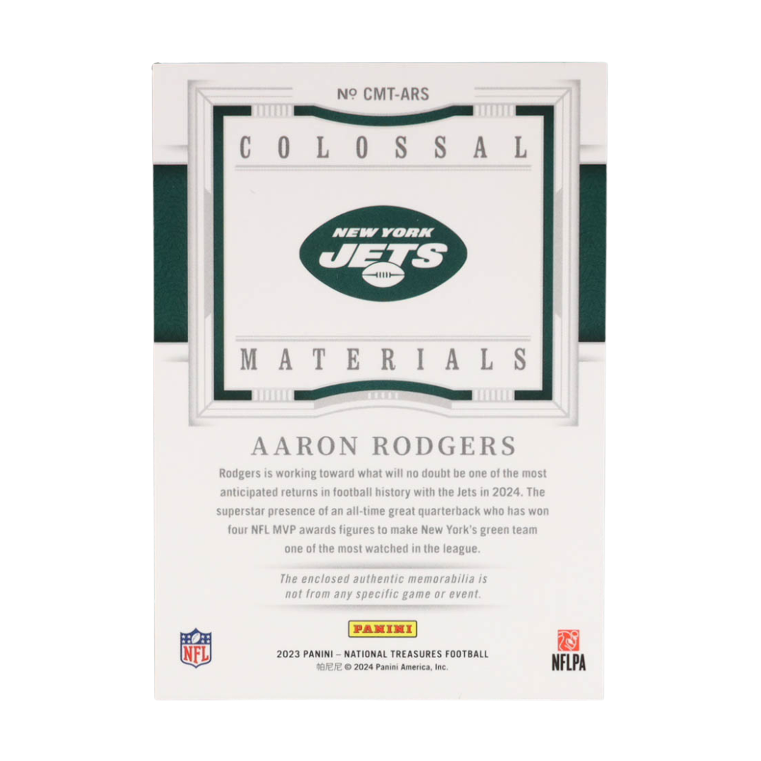 Aaron Rodgers 2023 Panini National Treasures Colossal Materials Laundry Tag 1/1