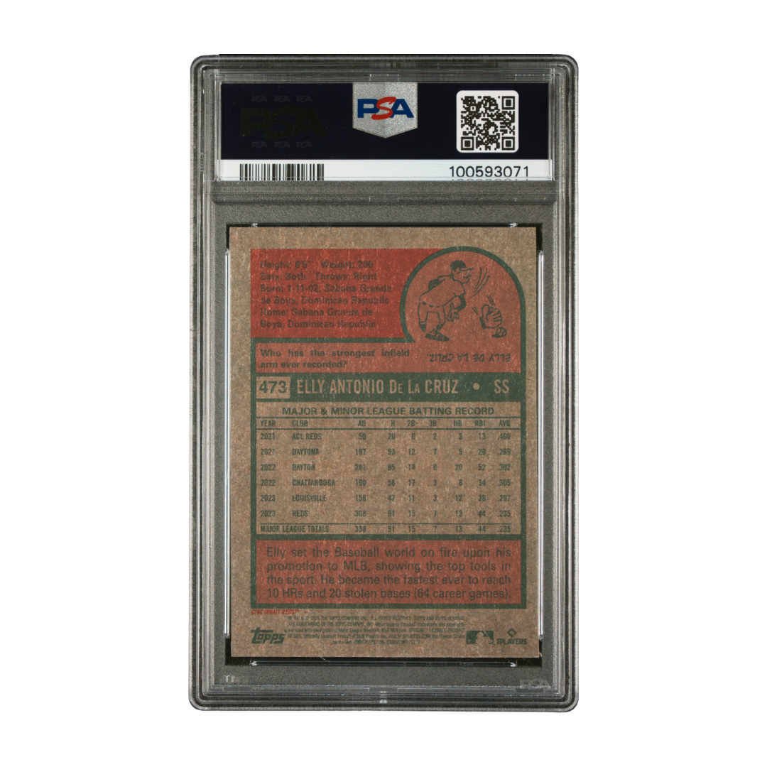 Elly De La Cruz 2024 Topps Heritage Chrome Purple #473 PSA 10