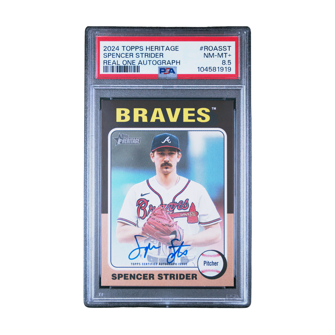 Spencer Strider 2024 Topps Heritage Real One Auto #ROASST PSA 8.5