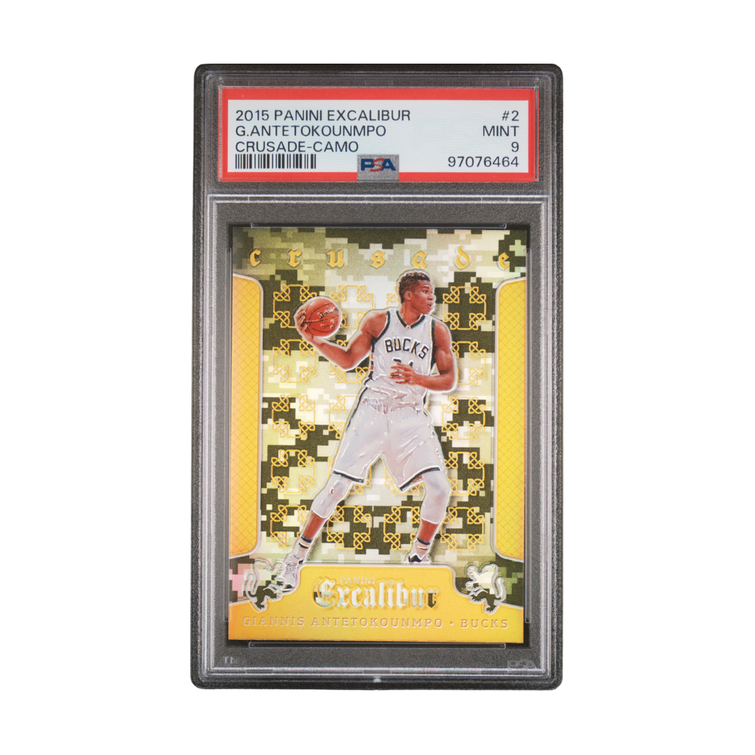 Giannis Antetokounmpo 2015 Panini Excalibur Crusade Camo #2 PSA 9