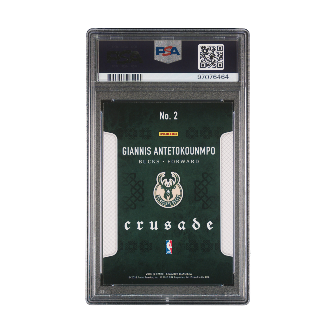 Giannis Antetokounmpo 2015 Panini Excalibur Crusade Camo #2 PSA 9