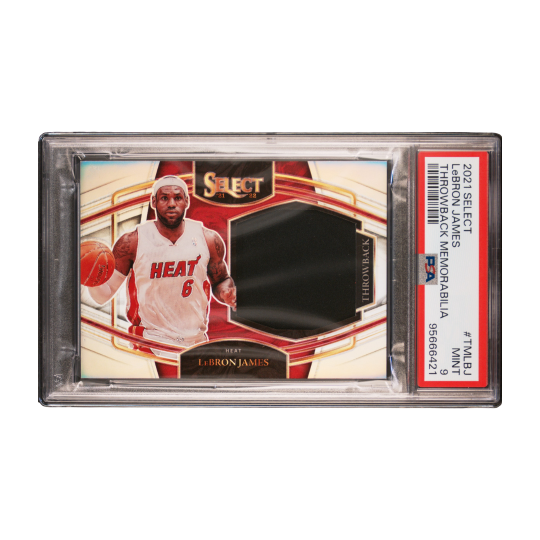 Lebron James 2021 Select Throwback Memorabilia #TMLBJ PSA 9