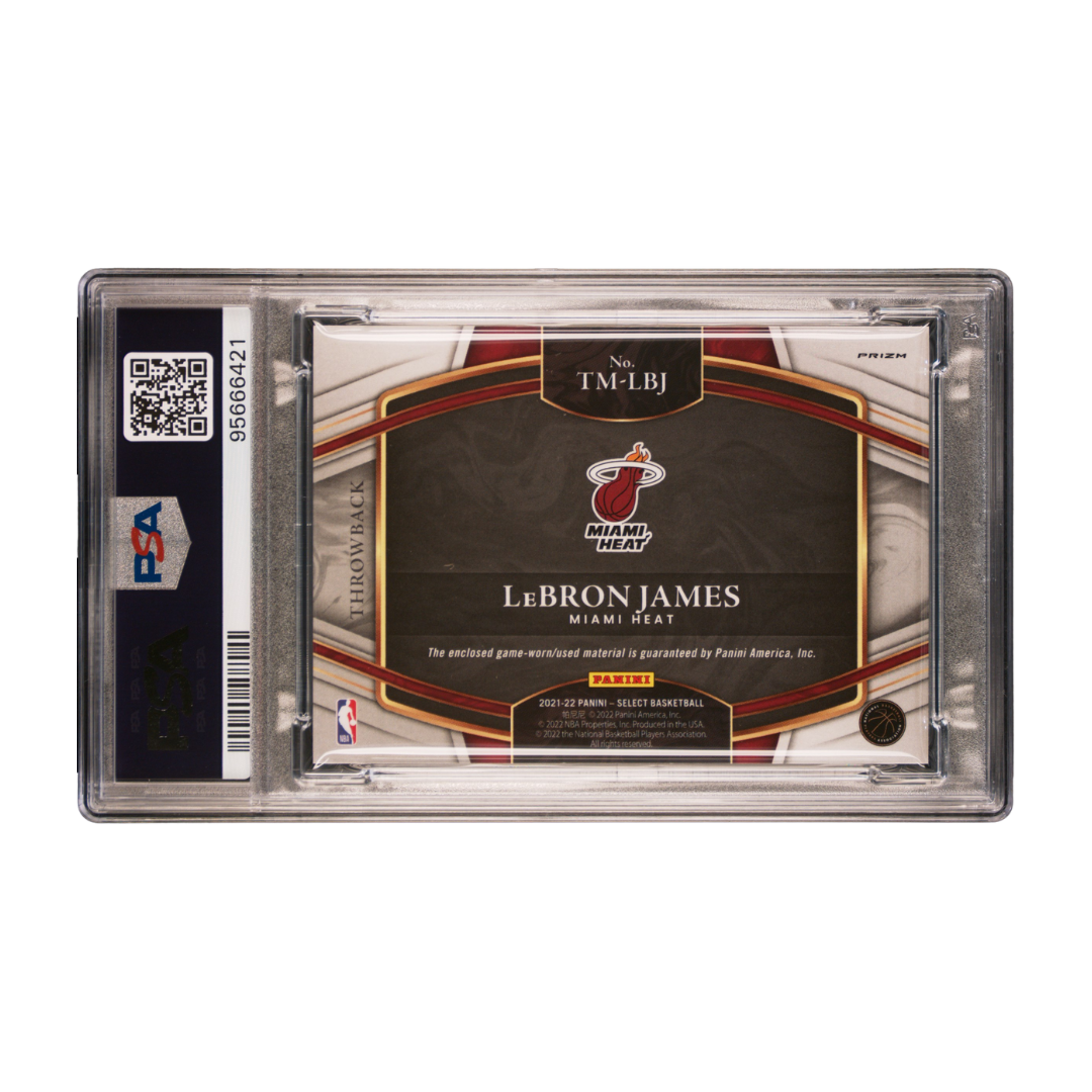 Lebron James 2021 Select Throwback Memorabilia #TMLBJ PSA 9