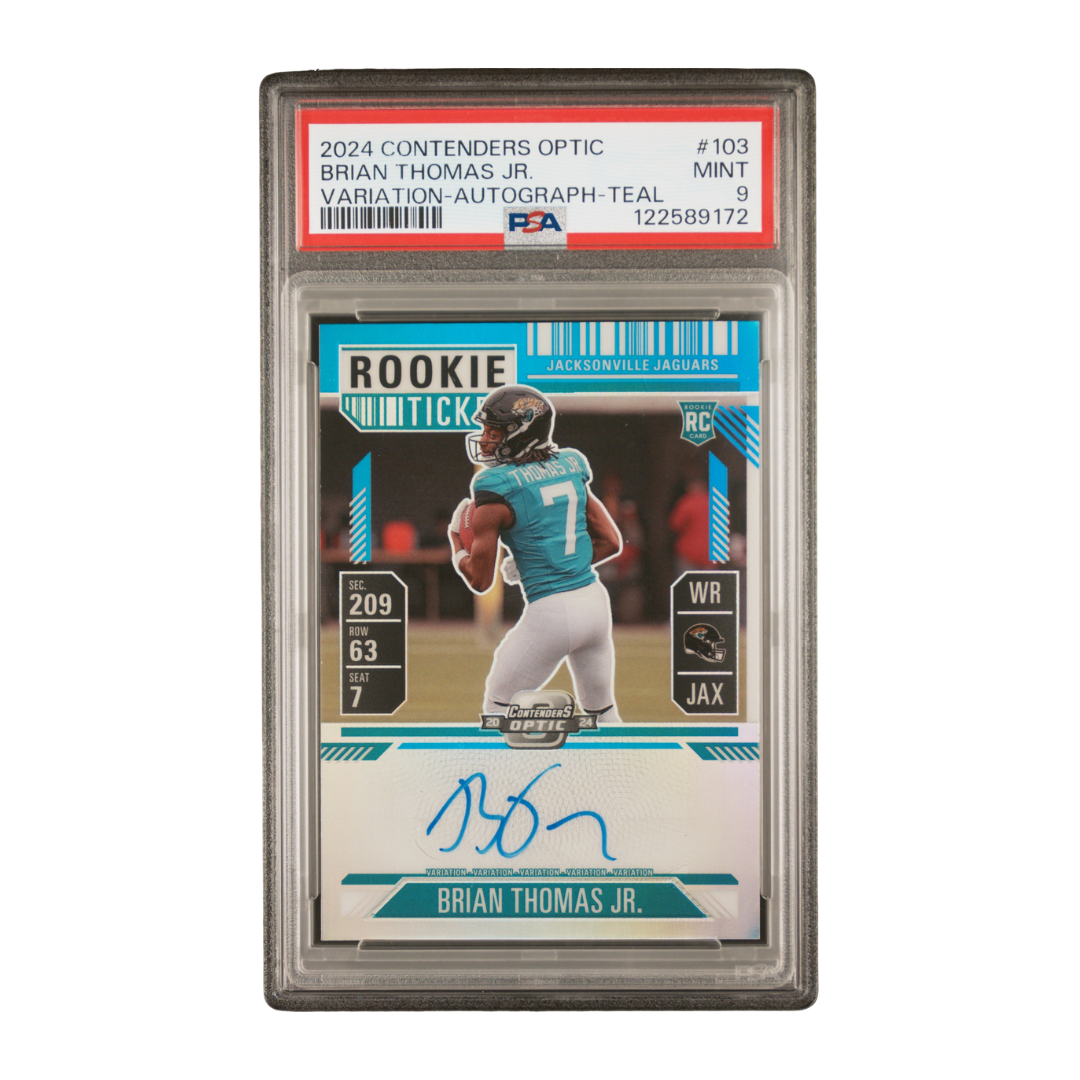 Brian Thomas Jr. 2024 Contenders Optic Variation-Auto-Teal #103 PSA 9 21/75