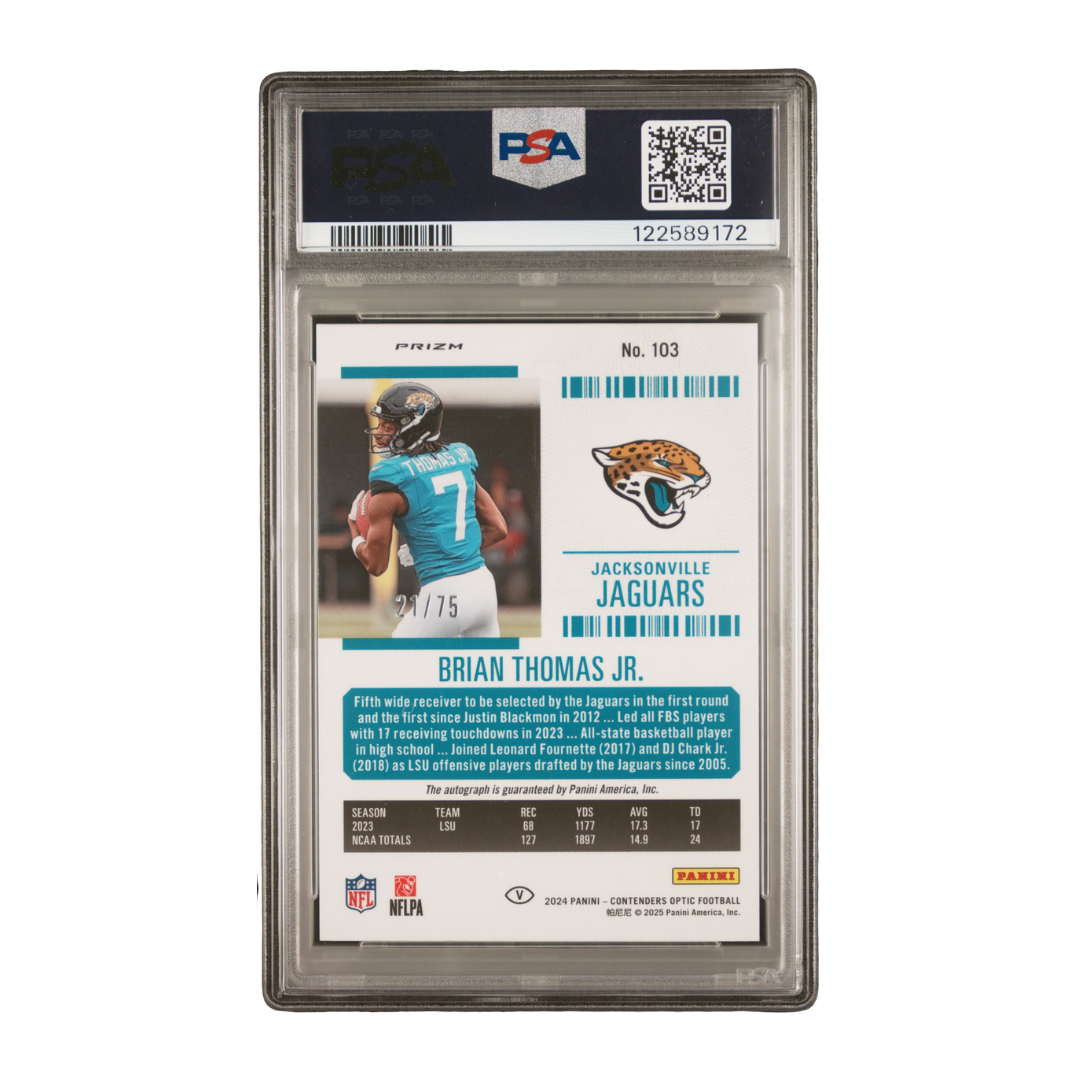 Brian Thomas Jr. 2024 Contenders Optic Variation-Auto-Teal #103 PSA 9 21/75