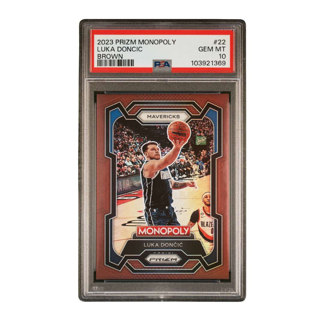 Luka Doncic 2023-24 Panini Prizm Monopoly Brown #22 #120/249 (PSA 10)
