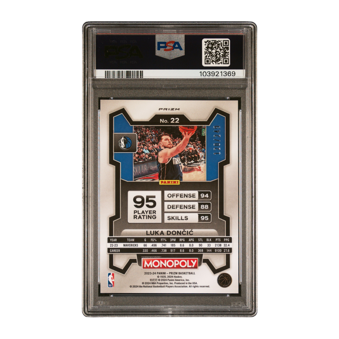 Luka Doncic 2023-24 Panini Prizm Monopoly Brown #22 #120/249 (PSA 10)