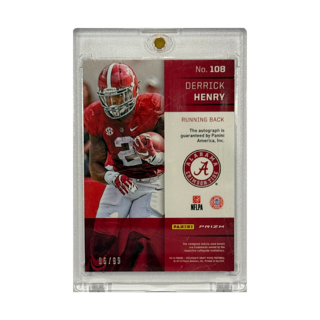 Derrick Henry 2016 Panini Prizm Draft Picks Purple Flash Auto No. 108 6/99