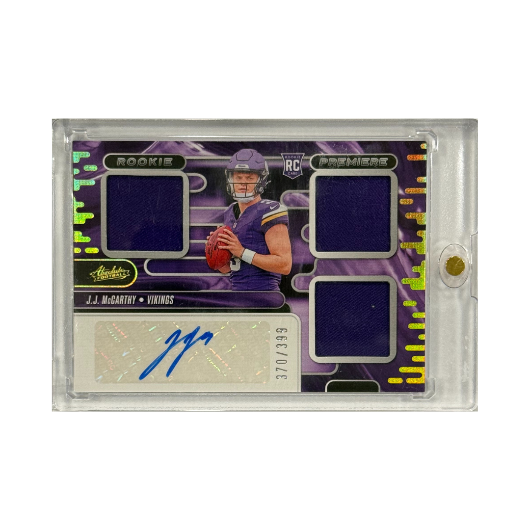 J.J. McCarthy 2024 Panini Absolute Rookie Auto No. RPM-JMY 370/399