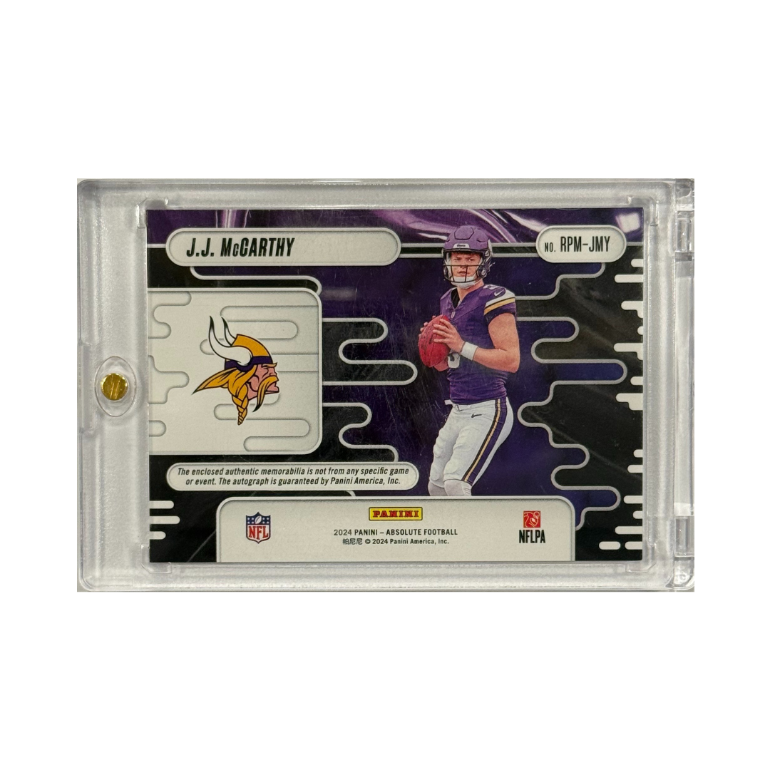 J.J. McCarthy 2024 Panini Absolute Rookie Auto No. RPM-JMY 370/399