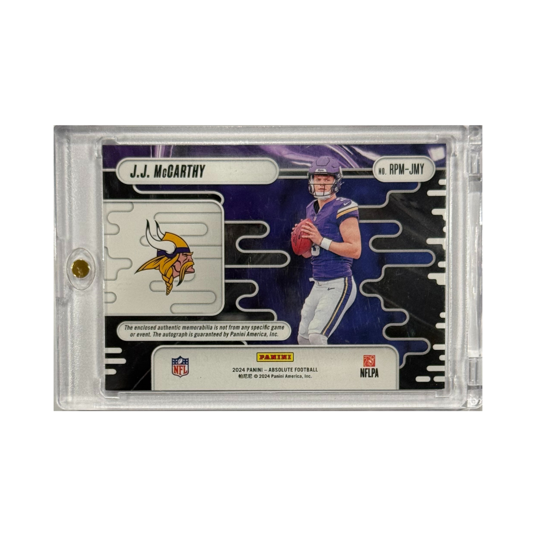 J.J. McCarthy 2024 Panini Absolute Rookie Auto No. RPM-JMY 225/399
