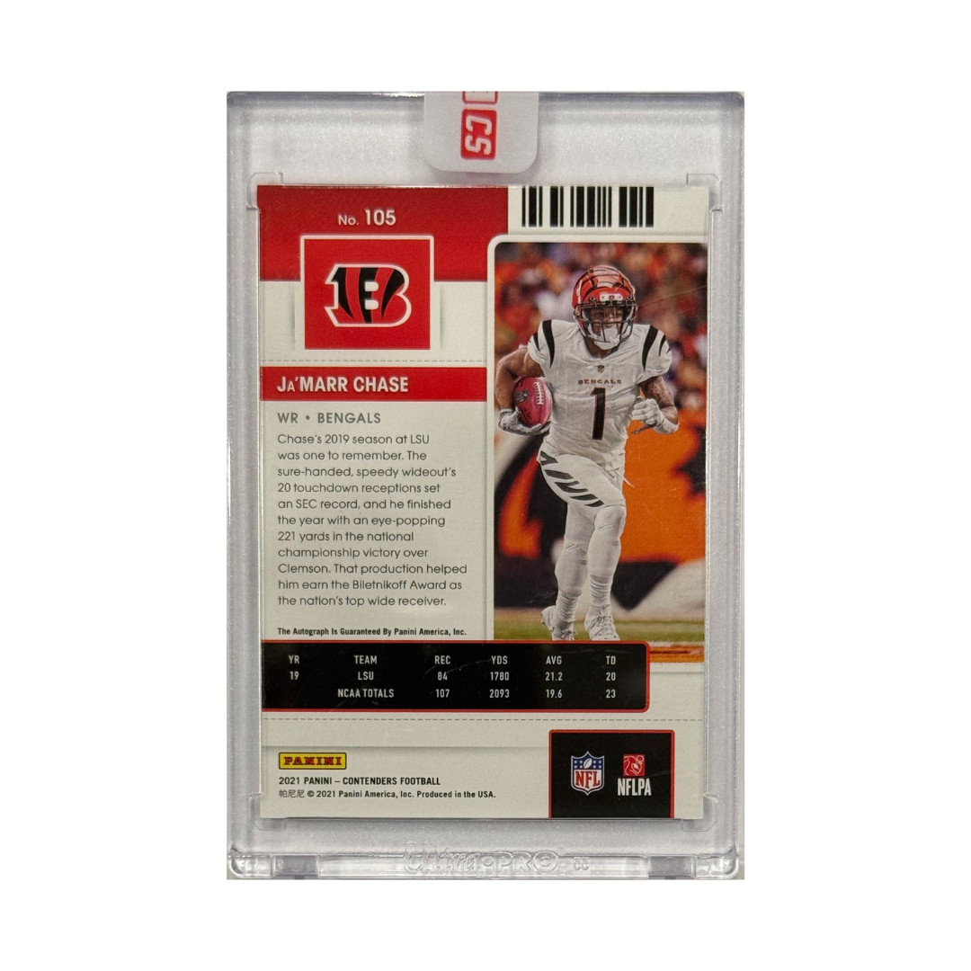 Ja'Marr Chase 2021 Panini Contenders Rookie Ticket Auto No. 105
