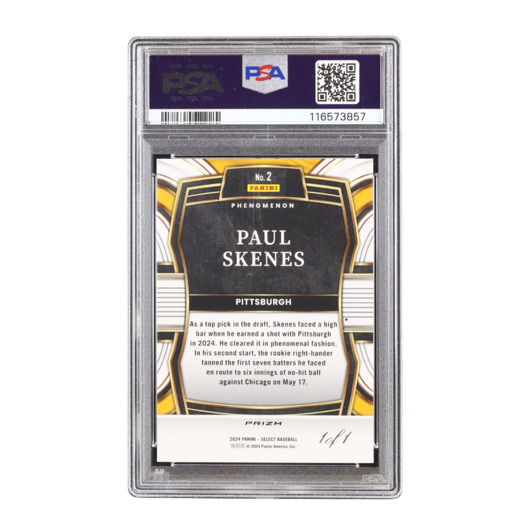 Paul Skenes 2024 Select Phenomenon Prizms Gold Vinyl #2 RC #1/1 PSA 9