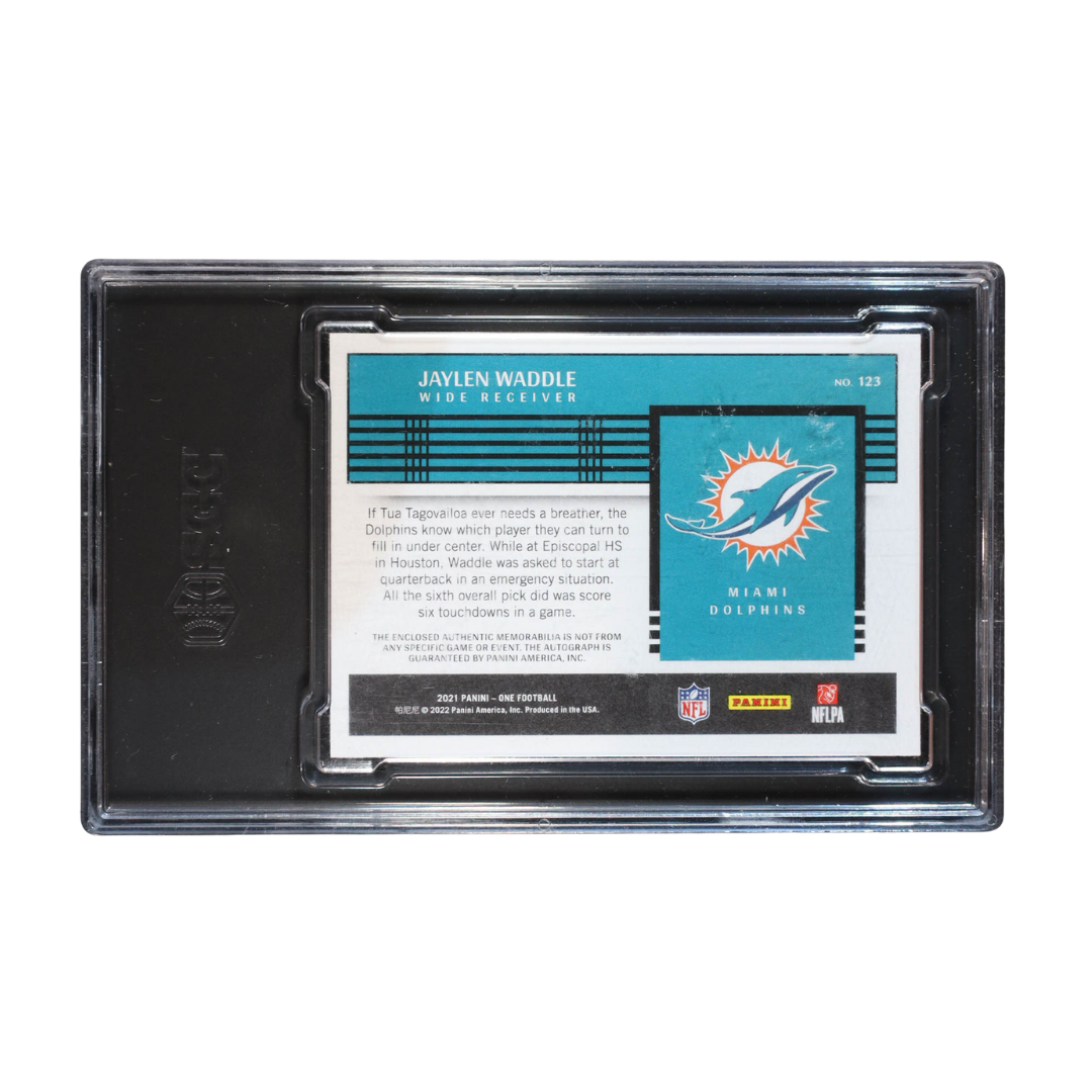 Jaylen Waddle 2021 Panini One Jersey Autograph #123 #1/99 (SGC 9)