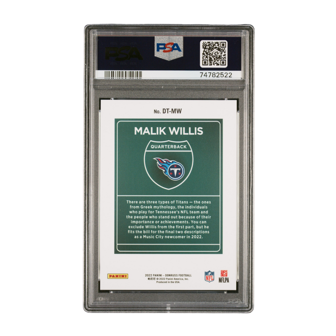 Malik Willis 2022 Panini Donruss Downtown! #DTMW PSA 10
