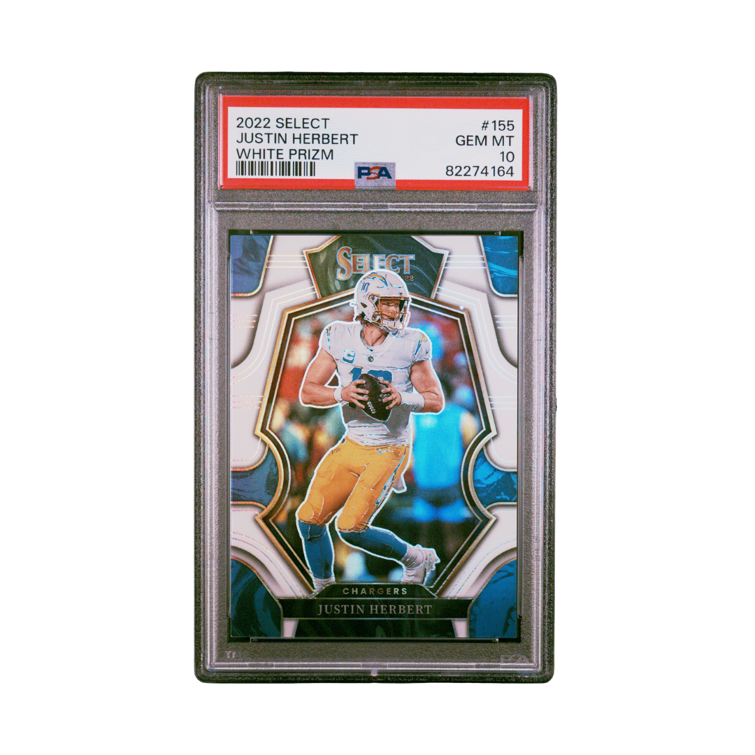 Justin Herbert 2022 Select White Prizm #155 22/35 (PSA 10)