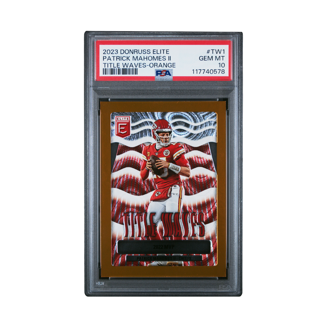 Patrick Mahomes II 2023 Donruss Elite Title Waves Orange #TW1 39/99 (PSA 10)