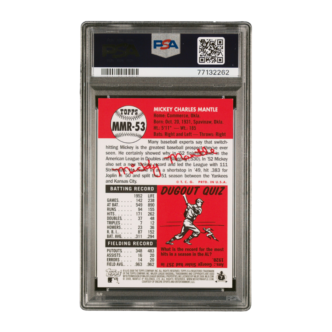 Mickey Mantle 2008 Topps Mantle Reprint Gold Refractor #MMR53 (PSA 9)