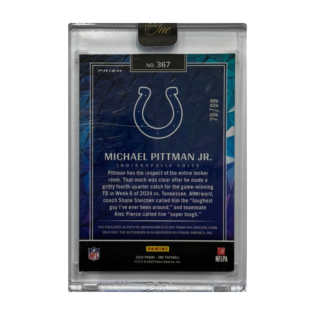 Michael Pittman Jr. 2024 Panini One Wonderful Ones Patch Auto 79/99