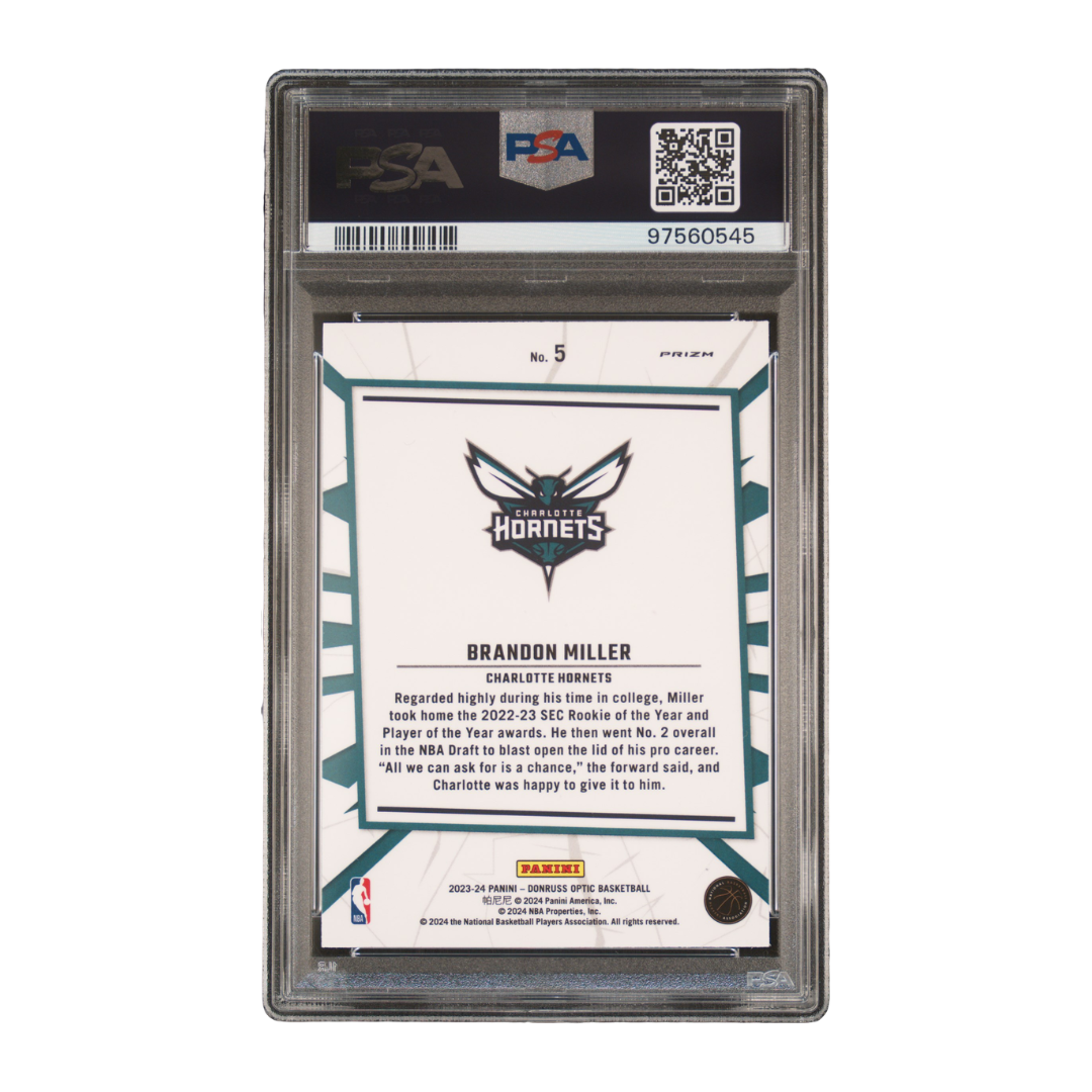 Brandon Miller 2023 Donruss Optic My House Purple #5 (PSA 10)