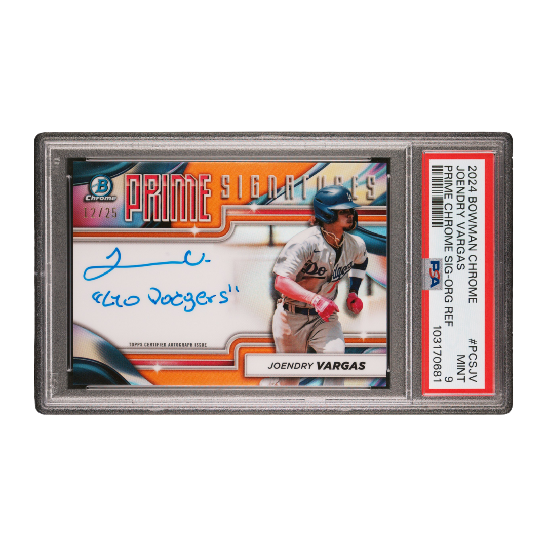 Joendry Vargas 2024 Bowman Chrome Prime Signatures Orange Refractor 12/25 #PCS-JV (PSA 9)