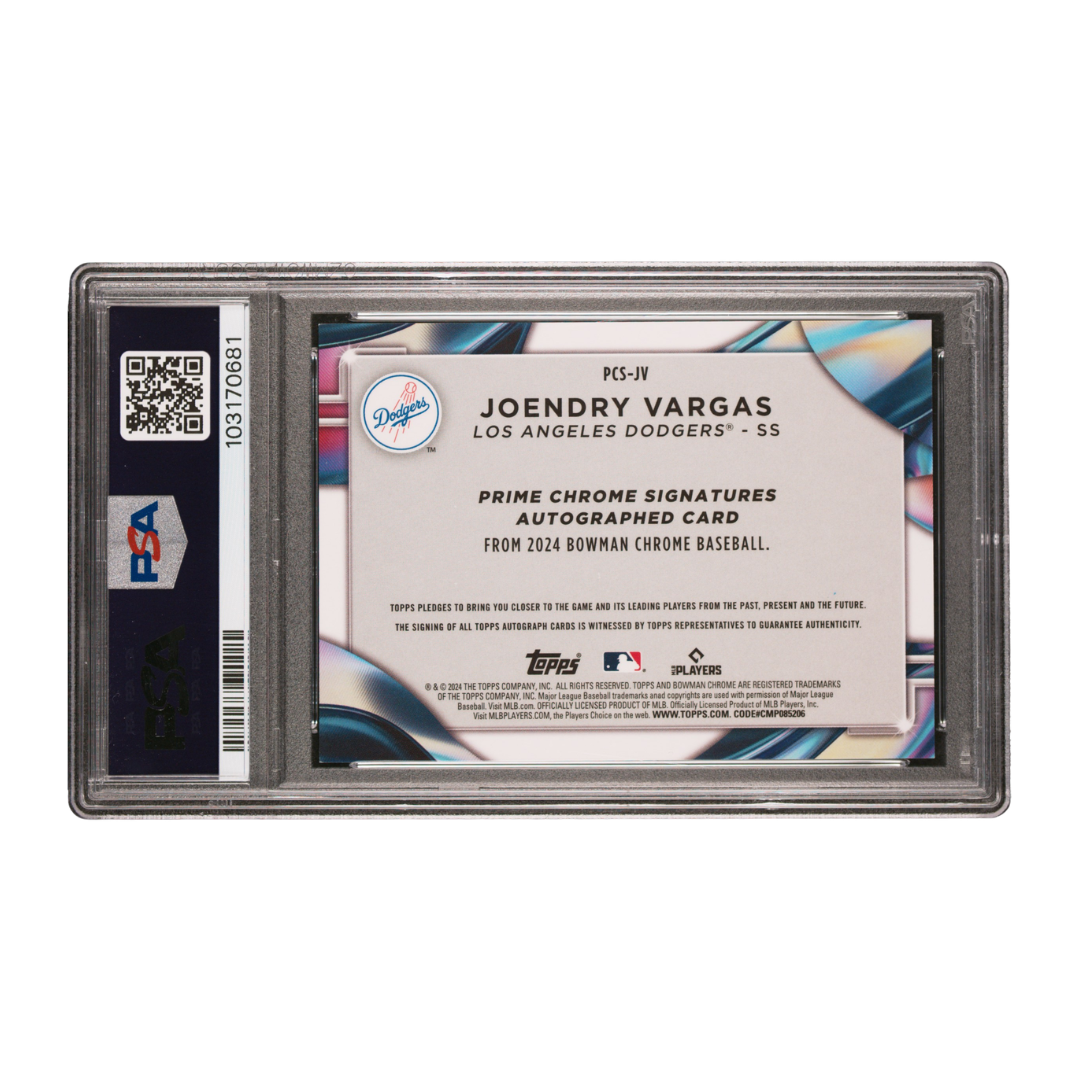 Joendry Vargas 2024 Bowman Chrome Prime Signatures Orange Refractor 12/25 #PCS-JV (PSA 9)