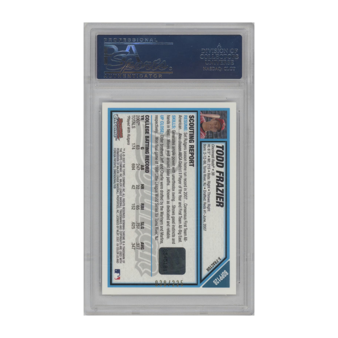 Todd Frazier 2007 Bowman Chrome Draft Picks & Prospects XFRACTOR Auto #BDPP-128 39/225 (PSA 10)