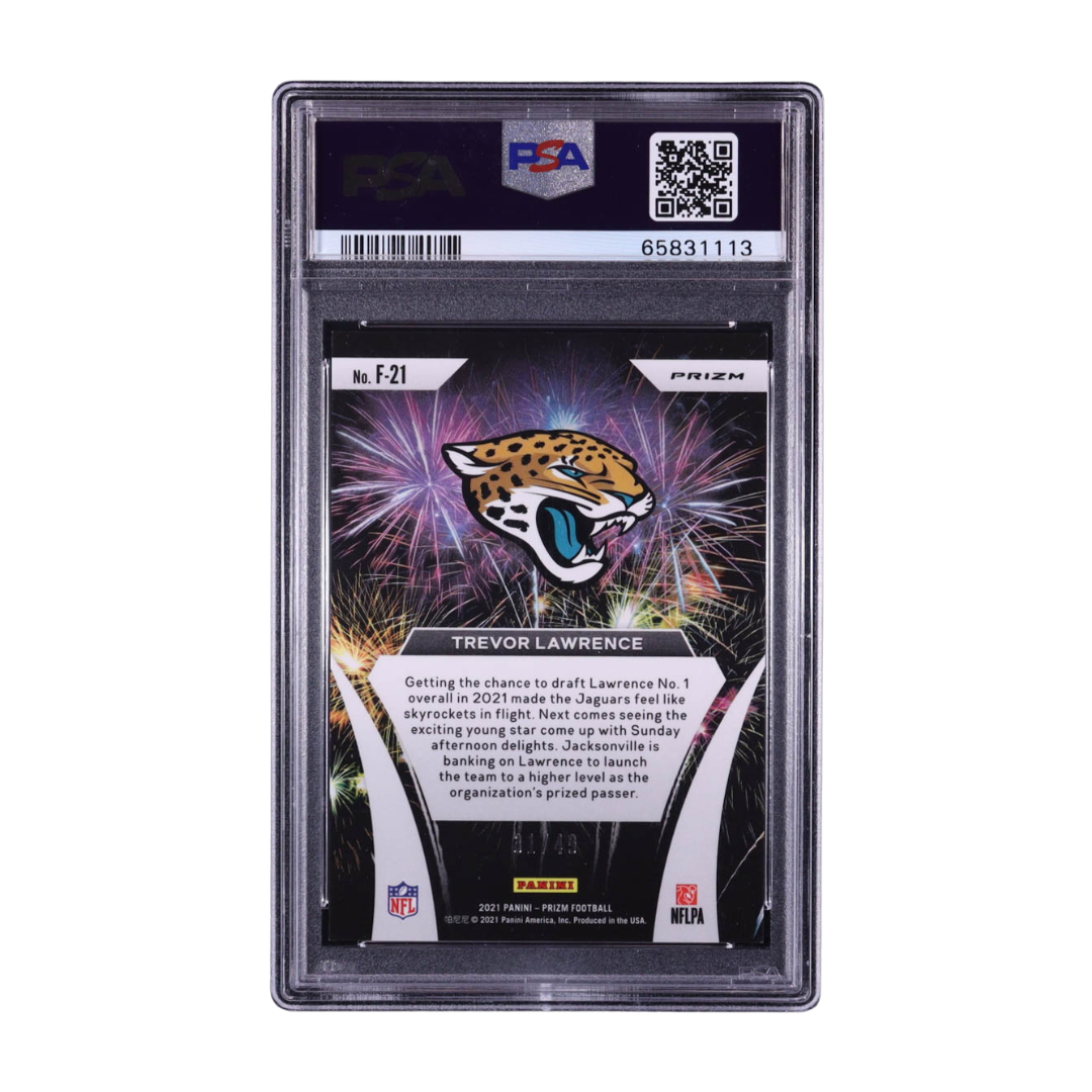 Trevor Lawrence 2021 Prizm Fireworks Purple Power #F-21 31/49 (PSA 9)