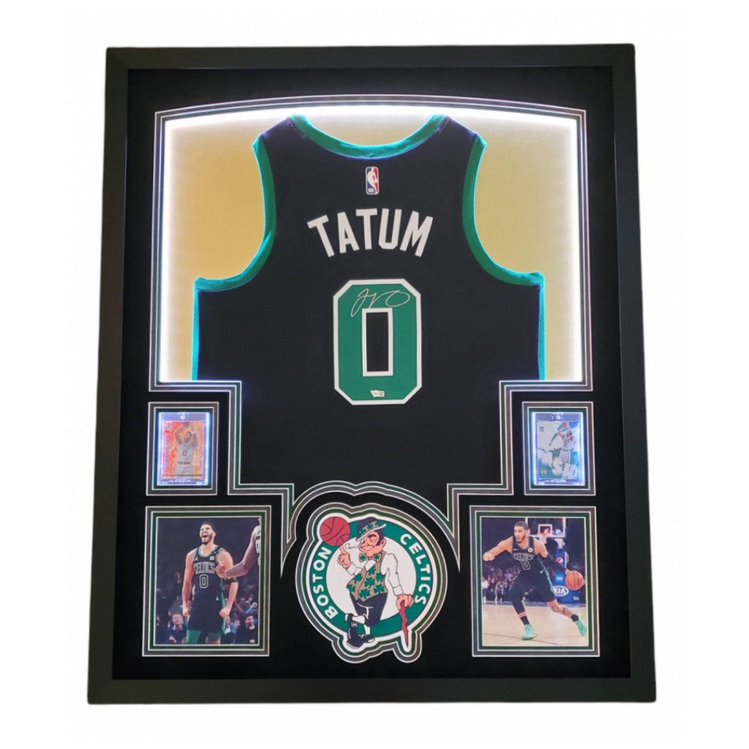 Jayson Tatum Signed Celtics 33x42 Custom Framed Jersey Display (Fanatics)