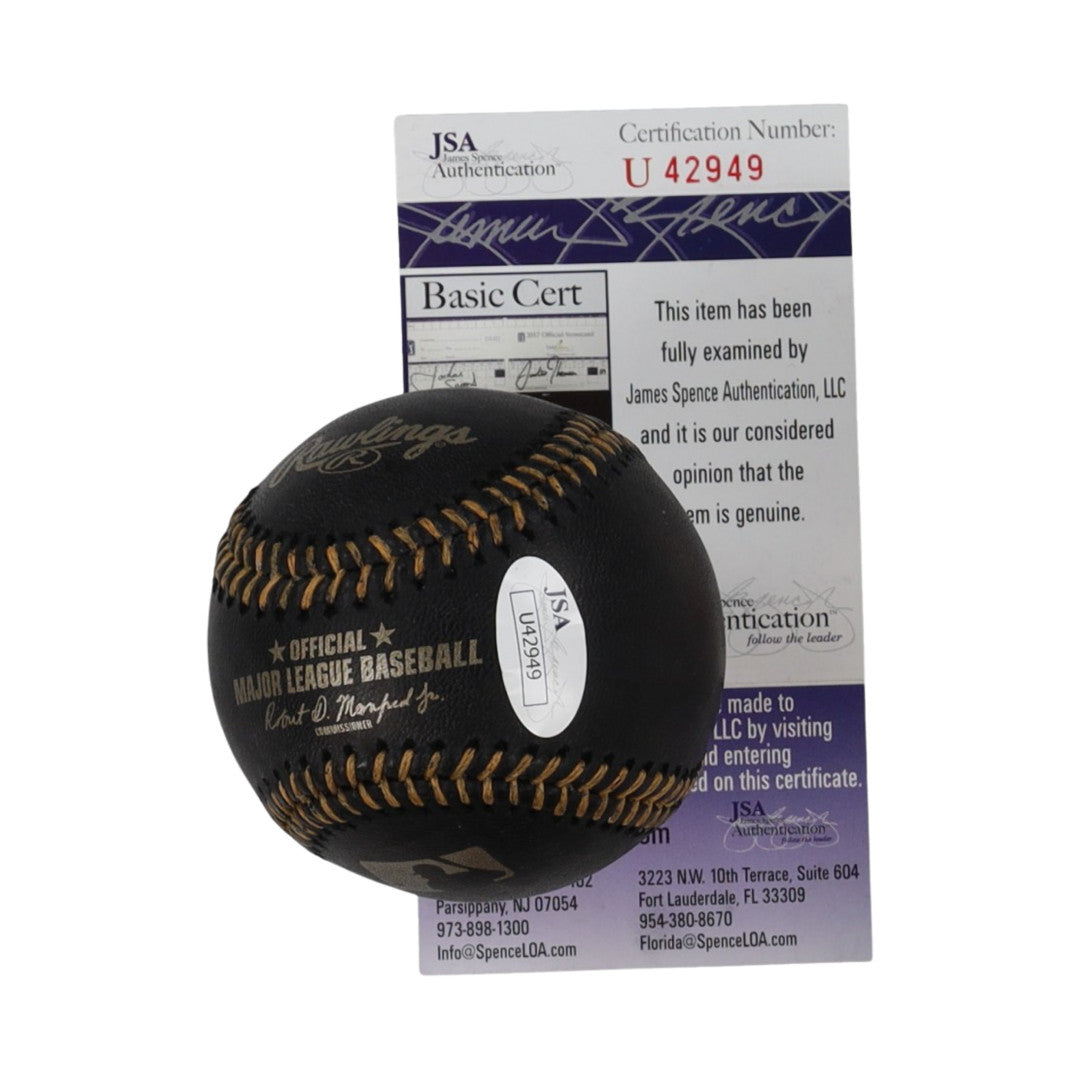 Estevan Florial Signed OML Black Leather Baseball (JSA)