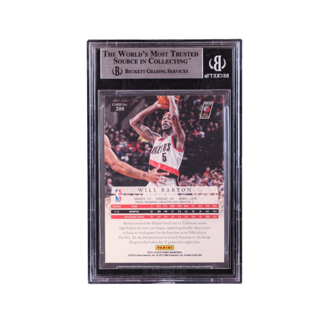 Will Barton Signed 2012-13 Elite Series #208 224/249 RC (BGS)